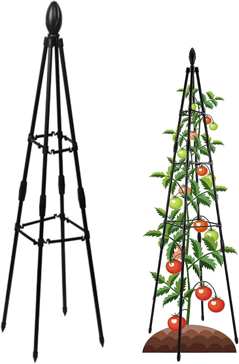 RADAAB Obelisk Trellis for Climbing Plants,Metal Garden Trellis 31.5in 47in 63in,Plant Support for Vines and Flowers Stands,Black Plant Tower Metalobelisk,Rustproof Garden Obelisk (Size : 160cm/63in)