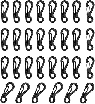 Mini Carabiner Clip with Metal Spring Snap Hanging Buckle for Doll Keychain Backpack Bottle Outdoor Camping Accessories 1in/25mm,Black 30pcs
