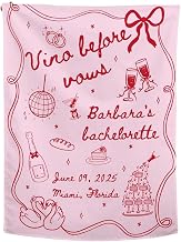 Personalized Wine Bachelorette Party Tapestry, Custom Vino Before Vows Banner For Bride To Be Women Friends, Wine Bach Weekend Photo Backdrop Decor, Birthday Christmas Graduation