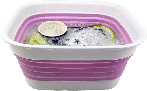 Miniatura 5 de SAMMART Tina plegable de 8 litros (2.1 galones) - Tina plegable - Lavabo portátil - Bañera de plástico que ahorra espacio (blancomorado pálido)