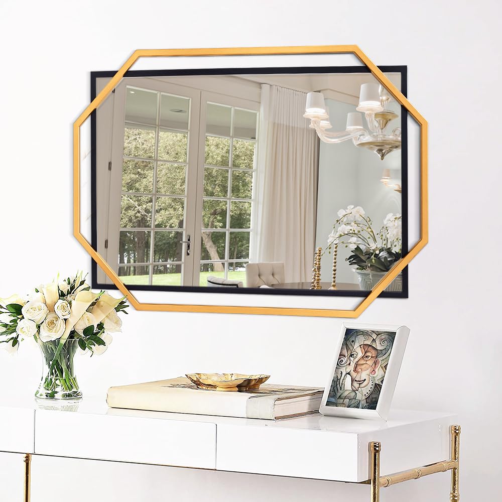 HOKO Specchio Da Parete Ovale 45x75 Cm - Cornice Metallo Nero, Per Bagno, Camera O Soggiorno