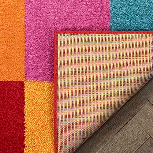 Well Woven Kids Starbright Bright Square Modern Geometric Multi 2' X 7'3" Runner Area Rug #TOP5