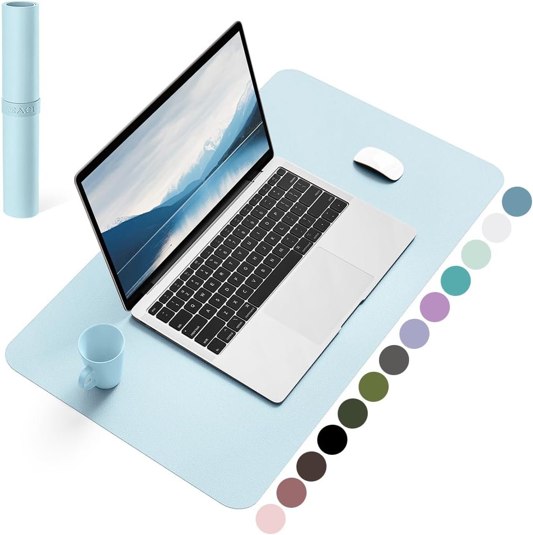 Writing Desk Pad for Table, YSAGi Anti-Slip Thin Mousepad for Computers,Office Desk Accessories Laptop Waterproof Dual-Sided Desk Protect for Office Decor and Home (Sky Blue, 23.6" x 13.7")