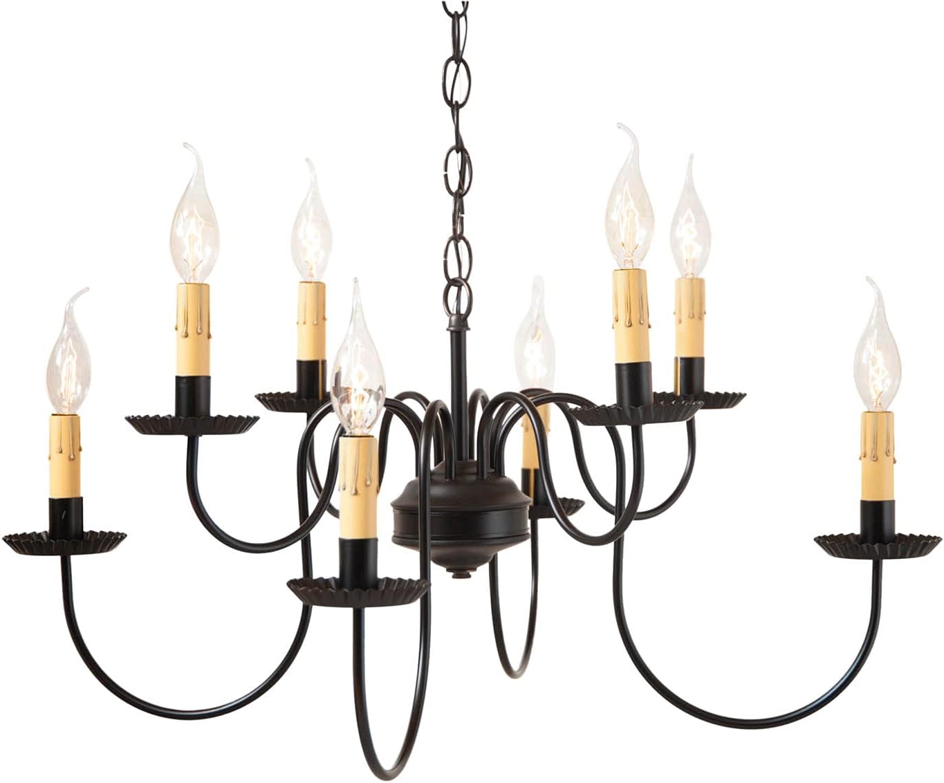Irvins Country Tinware Bloomfield Eight Arm Two Tier Chandelier in Black