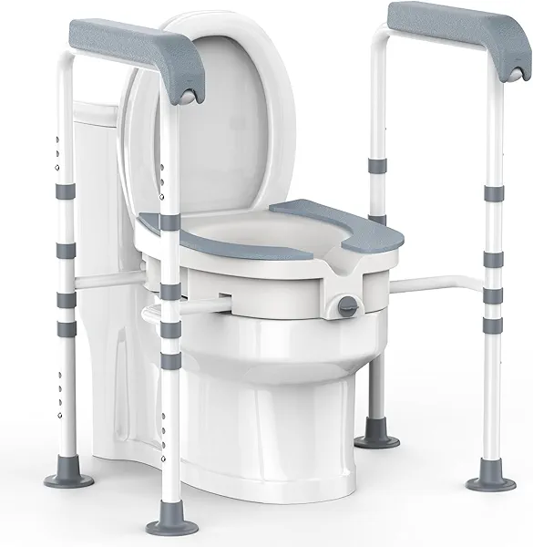Castage Raised Toilet Seat with Handles,Toilet Seat Risers for Seniors Elevated Toilet Seat for Elderly,Fit Any Toilet