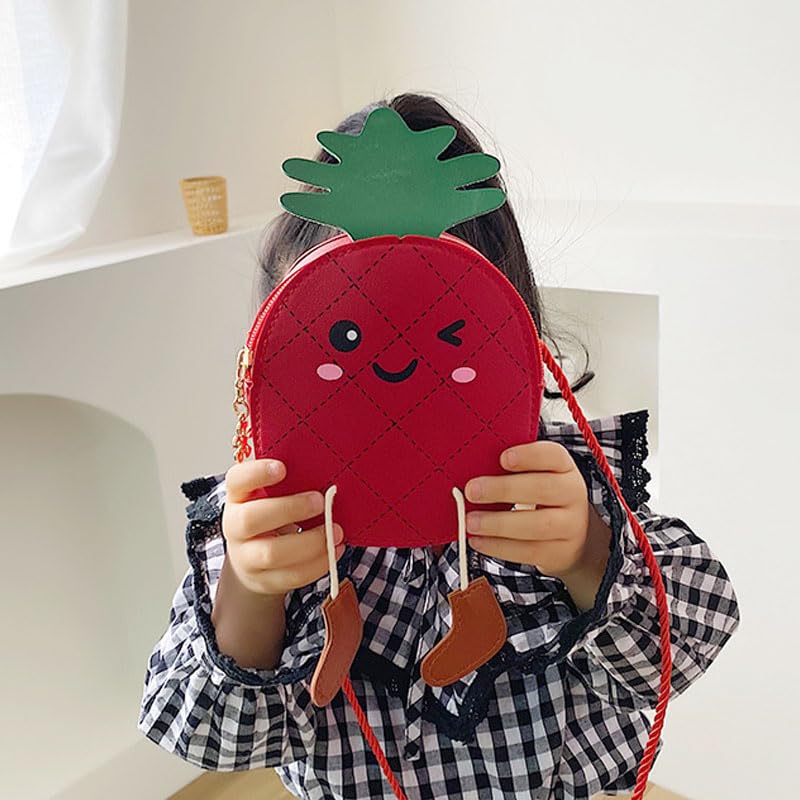 Ximimark 2pc Cute Pineapple Crossbody Bag, Fashion Cartoon Shoulder Bag, Accessories PU Leather Purse4