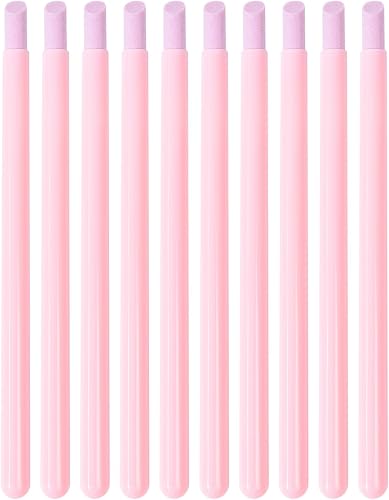 KADS 10Pcs Pumice Stone Nail File Cuticle Stone Pusher Nail Sanding Sticks Nail Art Pen Cuticle Remover Trimmer (Pink 10Pcs)