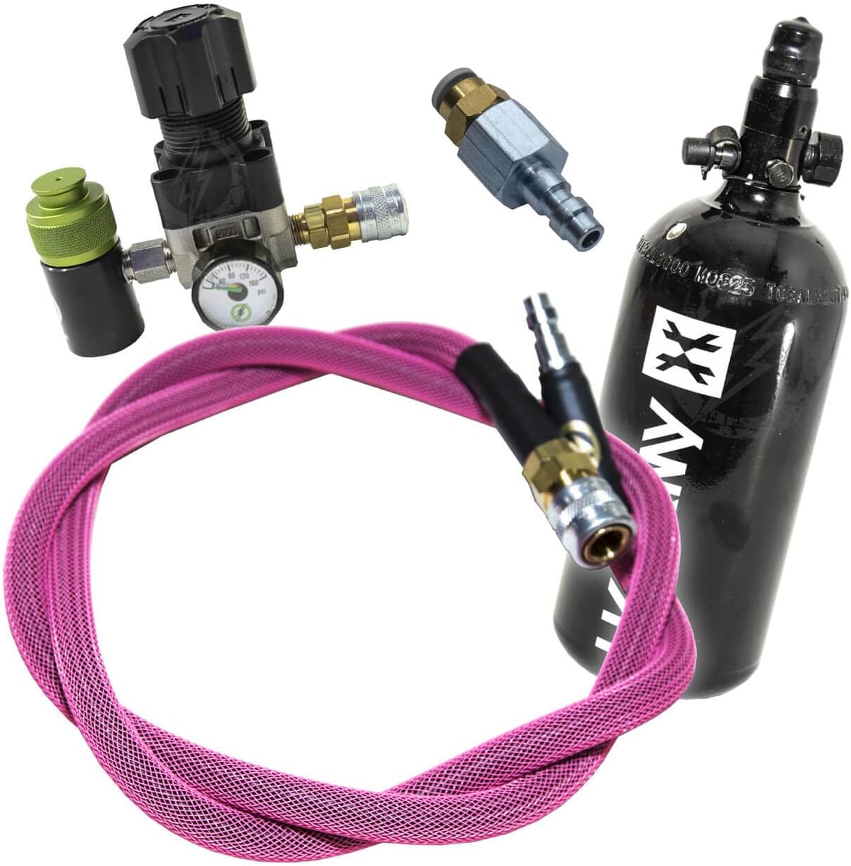 Amped Airsoft HPA Starter Package with SLP Tank, Regulator, and Air Line, Black, HPA Player Kit for All Major Brands