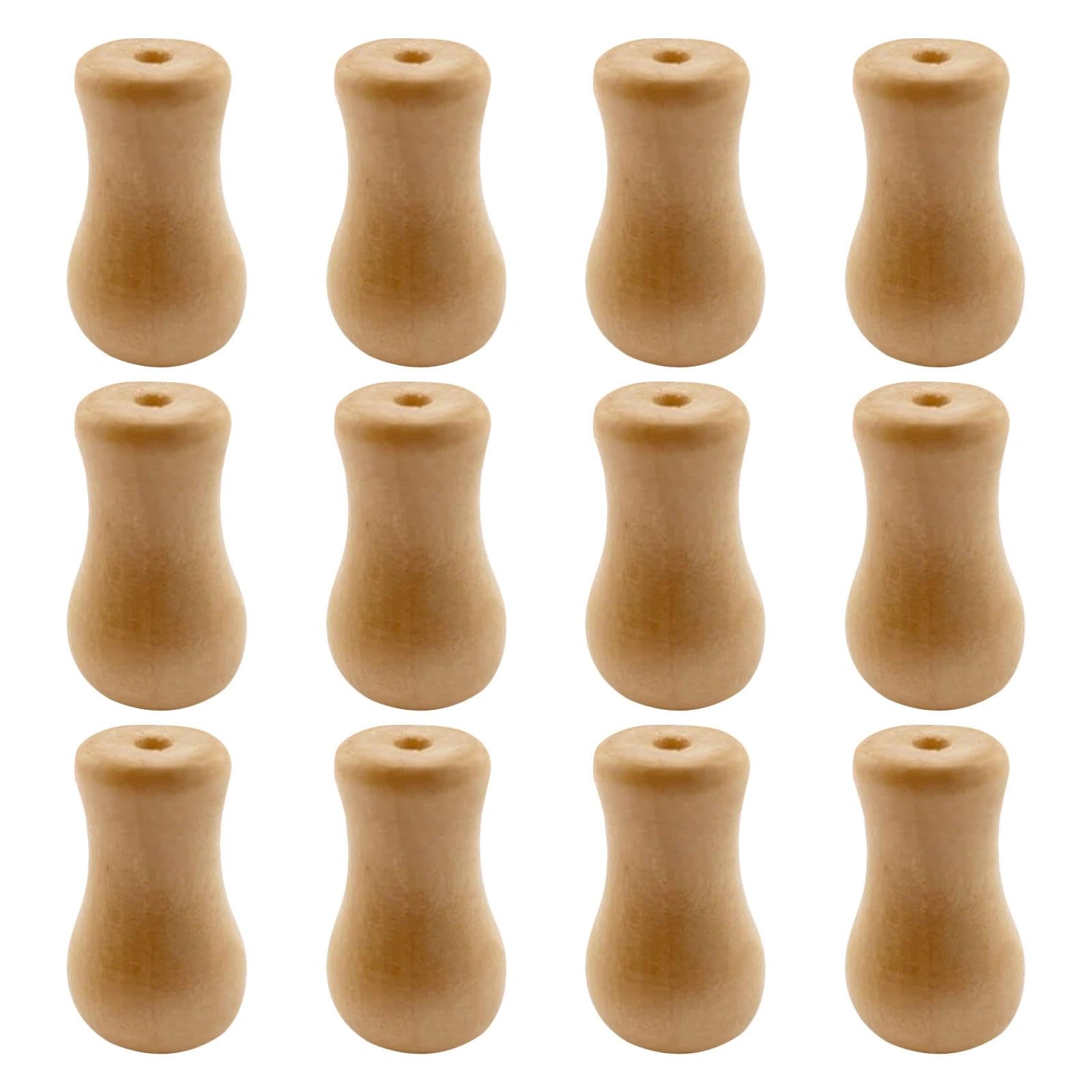 12pcs Wooden Blind Pull Cord Ends - Elegant Wood Cord Drops Tassels for Window Blinds - Cream Blind Toggles for Curtains & Craft Projects & Stylish Knobs