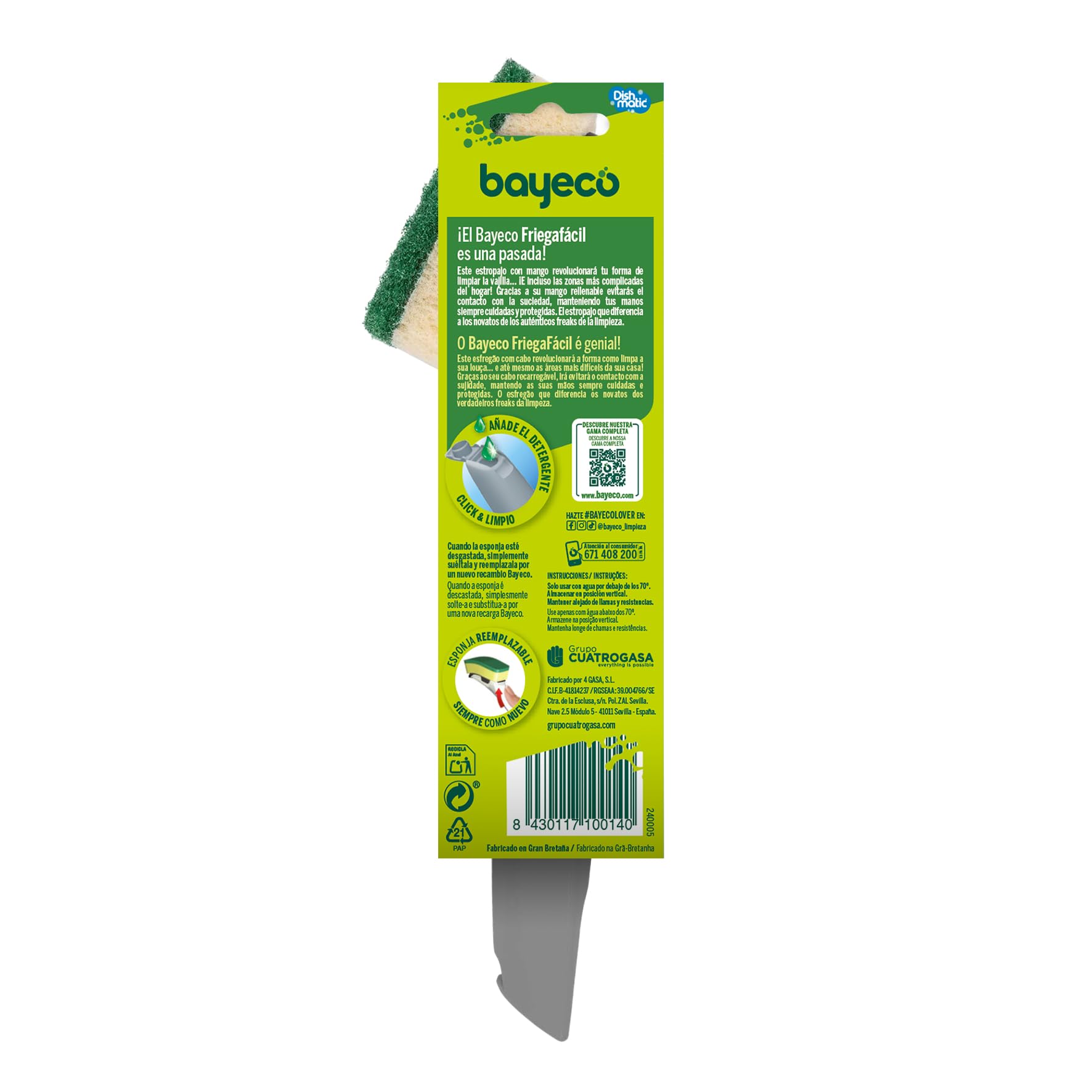 Bayeco Paglietta fibra verde + manico 1 unità (Confezione da 2)