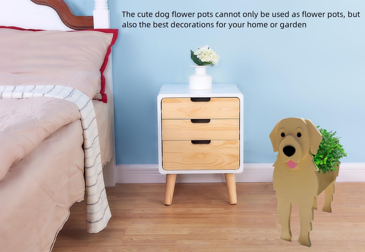 Dog Planter Plant Pot Creative Cute Dog Flower Pot for Garden Decoration, Plant Container Holder for Indoor/Outdoor Plant, Animal Shaped Planter Pot Suitable for Pet Lover (Golden Retriever Planter)