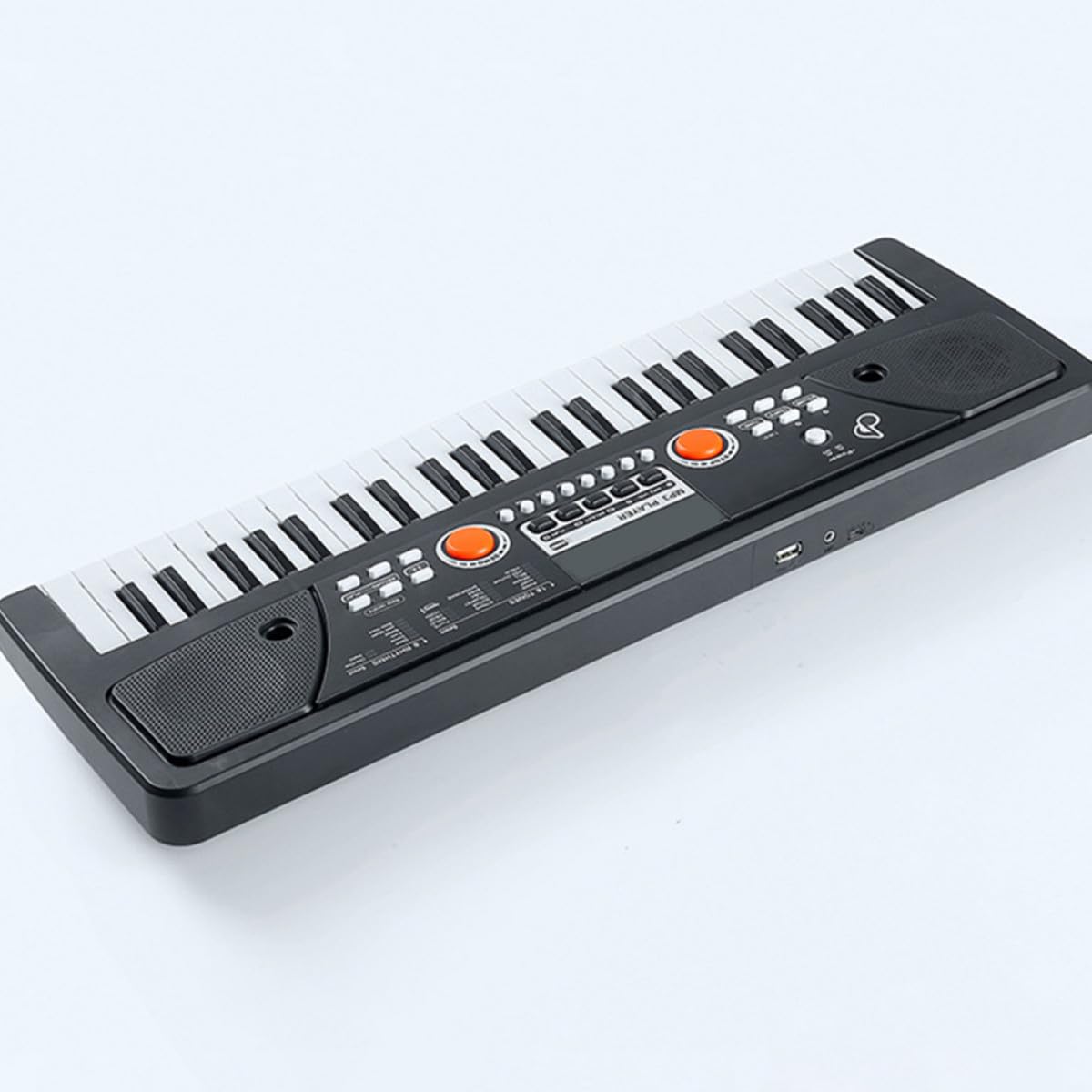 Pianoforte Elettronico per Bambini 49 Tasti Nero in Plastica | Microfono, Tocco Confortevole e Superficie Liscia, per Natale e Compleanno