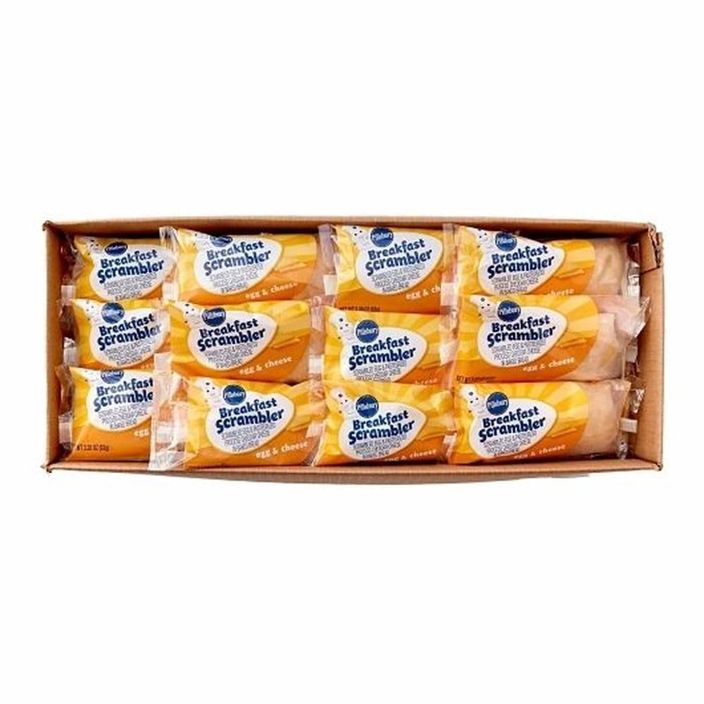 Frozen Meals Breakfast Scrambler Single Serve Pouch Egg Cheese 72/3.28 OZ by Pillsbury – 3.28 OZ, Yellow, White