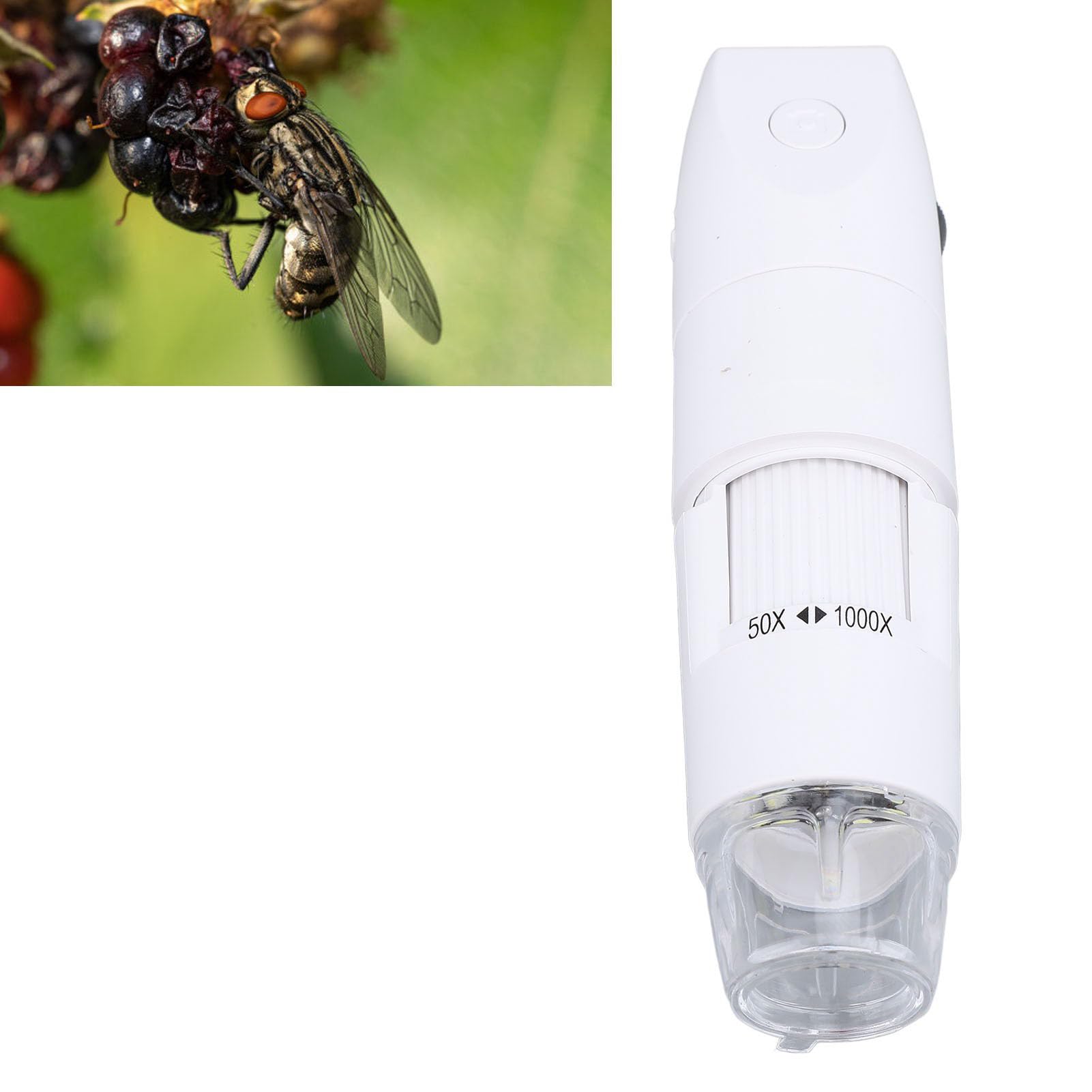 Microscopio USB WiFi 1080P 1000X Aumento Enfoque Manual Microscopio Digital Inalámbrico para Inspección de Circuito de Piel Microscopio de Bolsillo (White)