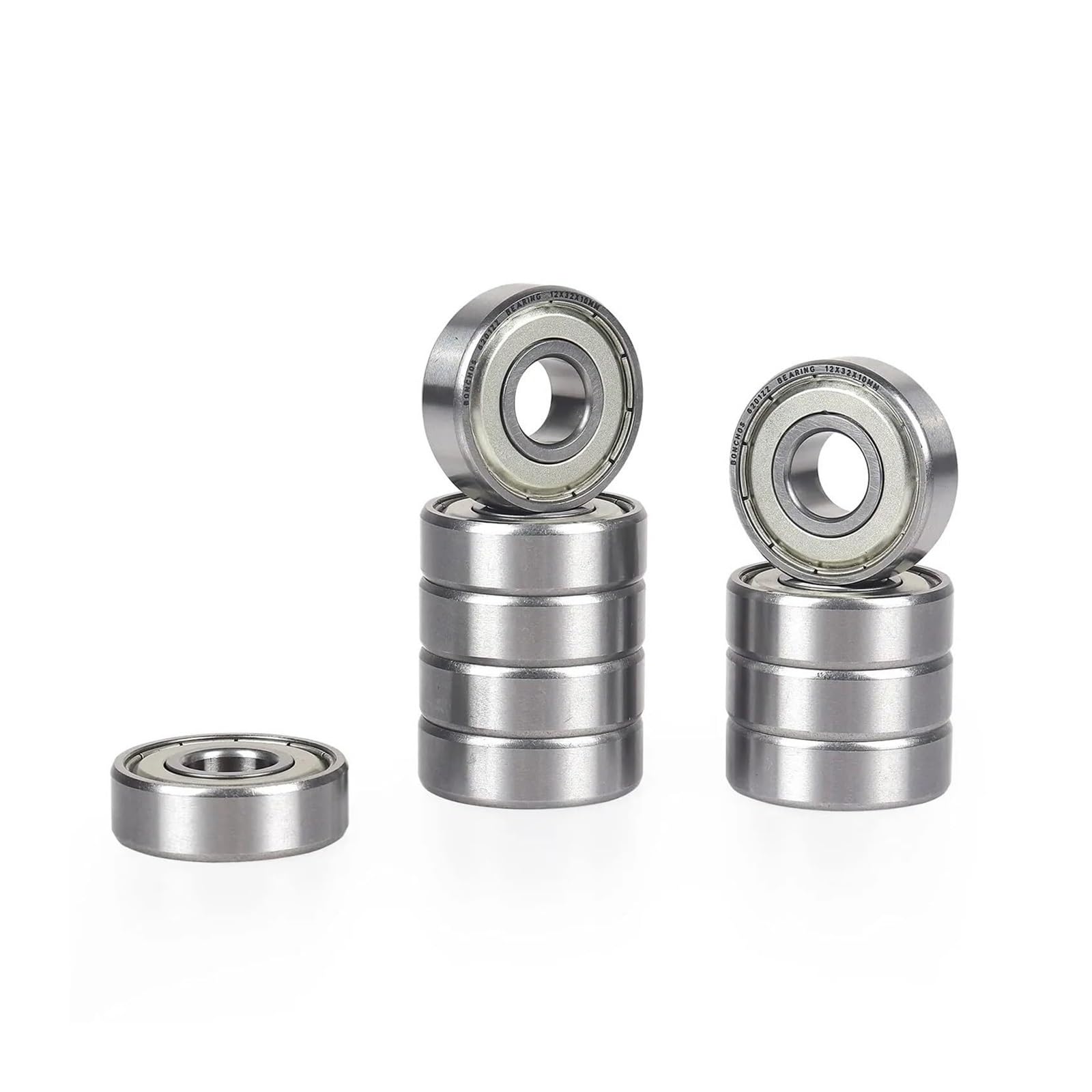 Bearings, 10 PCS ABEC-5 608 6200 6201 6202 6203 6204 6205 6206 6207 6208 ZZ 2 Metal Sealed Deep Groove Ball Bearing 12x32x10mm(Silver,6200 10X30X9MM-ABEC 3)