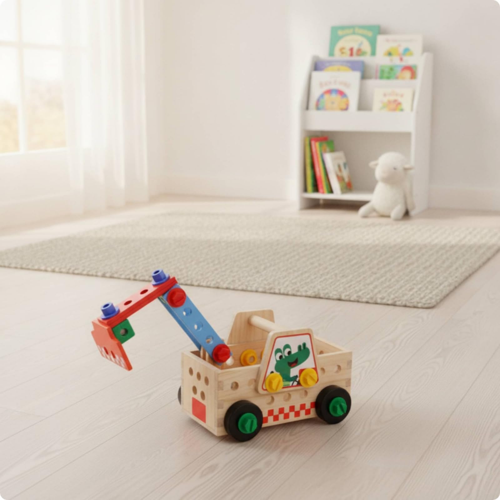 Camion da Cantiere Giocattolo Creativo | Sicuro, Veicolo da Costruzione in Legno, Montessoriano, Set di Camion Giocattolo, per Scuola Dell'infanzia, Bambini