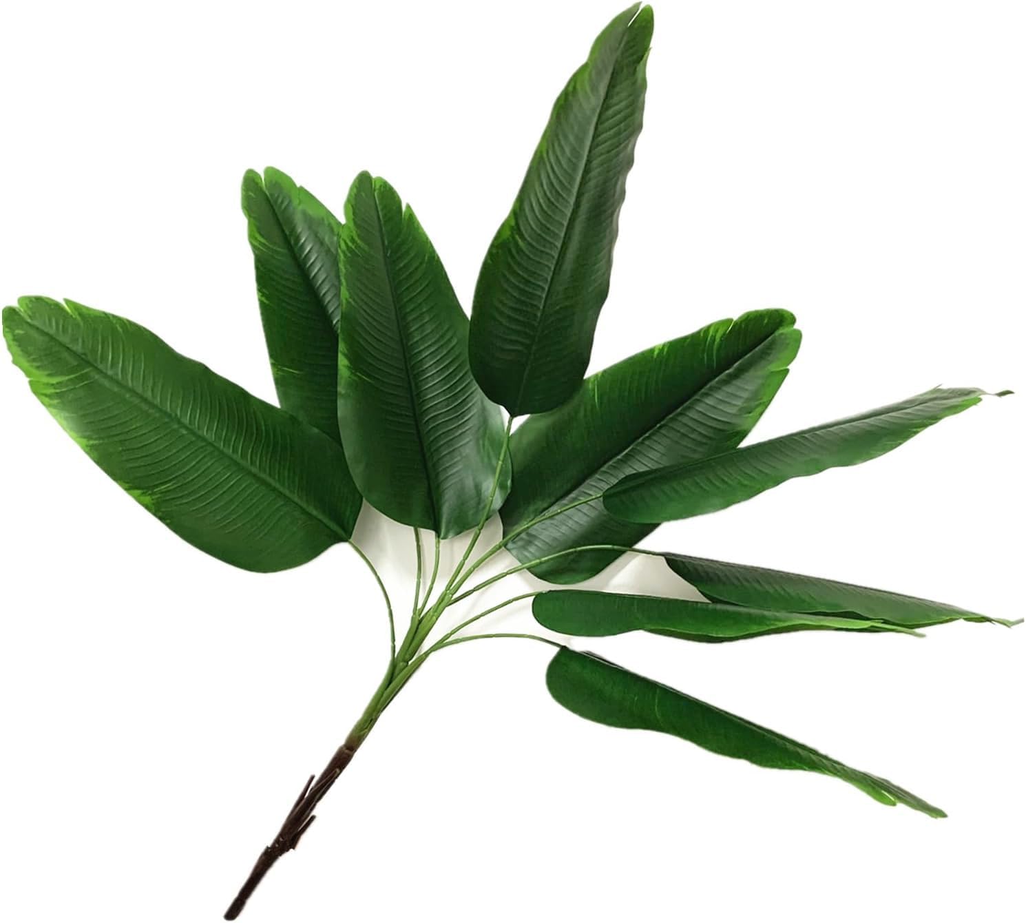 Fake Bird of Paradise Plant Artificial Banana Tree 30 Inch 2 Pack, Tropical Monstera Plants Big Leaves Faux Palm Leaf Greenery Shrubs Indoor Outdoor Home Garden Office Farmhouse Verandah Wedding Decor