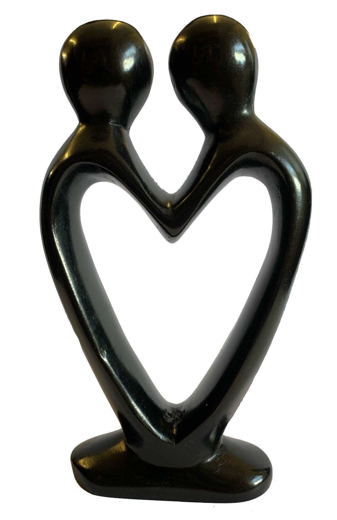Soapstone Black Two Hearts In One Ornament In - Fair Trade And Hand Crafted In Kenya
