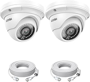 ZOSI 2PK 5MP Add-on POE IP Security Camera with Etherent Cables PoE Dome Camera with Night Vision,IP66 Weatherproof, Compatible with ZOSI 4K/5MP NVR(Model:ZR08EN,ZR08DN,ZR08PN,ZR16DK) asin的图片