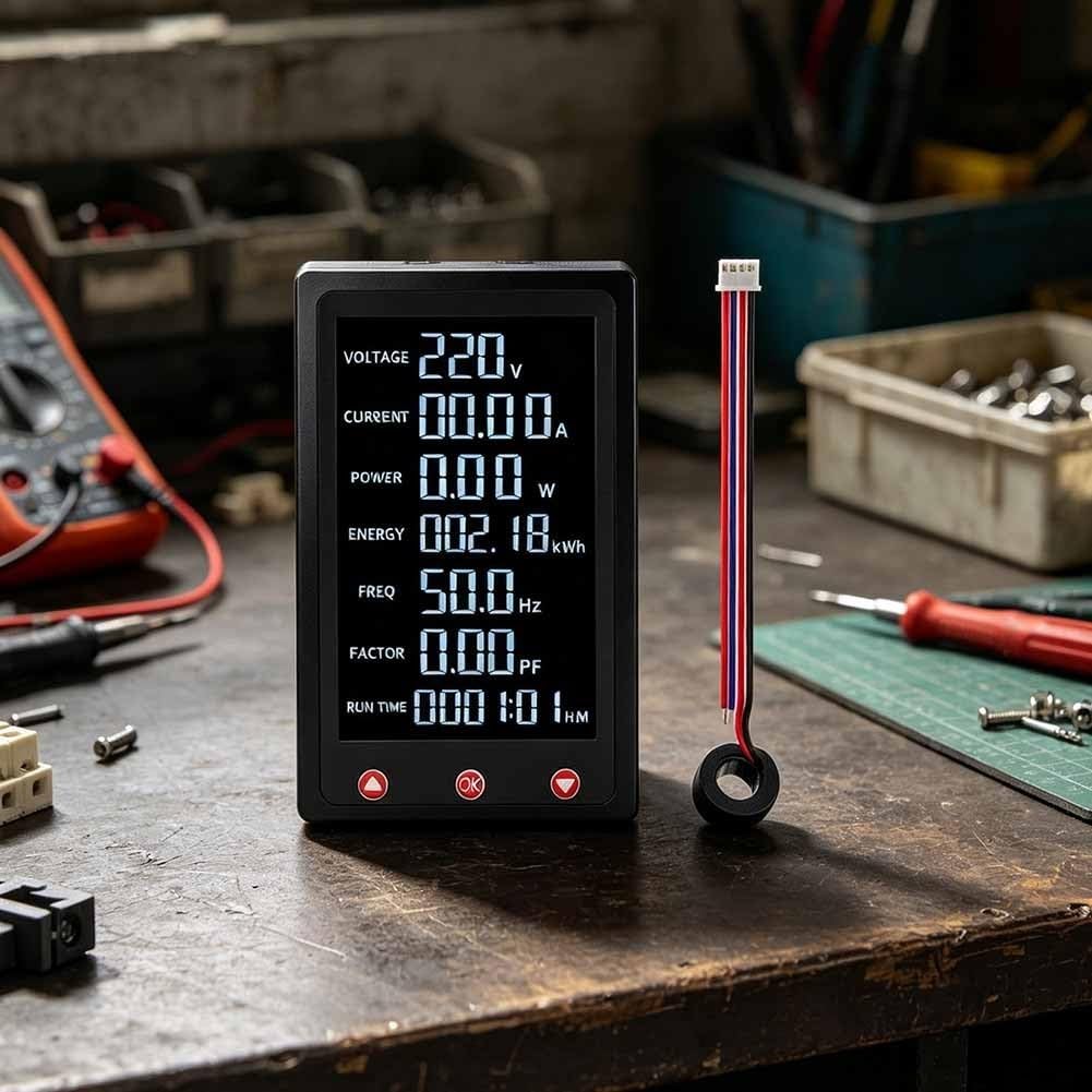 Medidor de Consumo Eléctrico 100A LCD con Alarma(C)