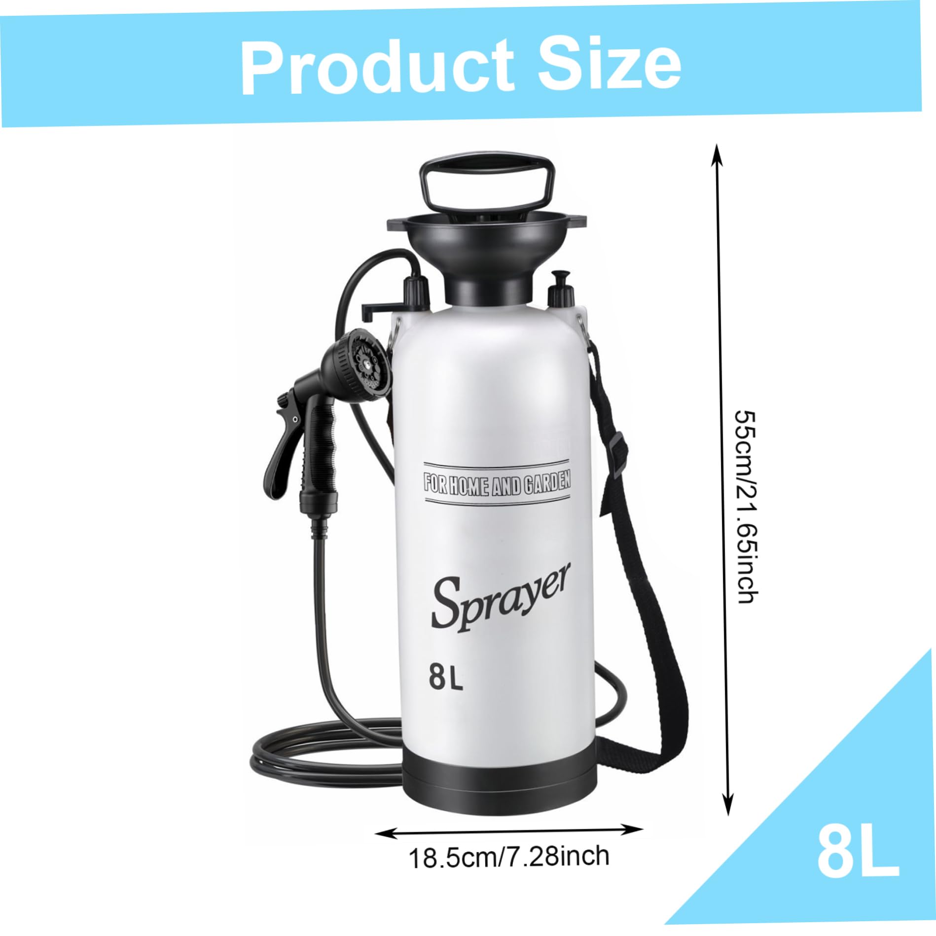 Yeory Douche Portable pour Le Camping, Douche de Camping Portable 8L, avec 10 Modes tête de pulvérisateur et Tuyau 9, 84 Pieds, Pompe Camp en Plein air pour la randonnée