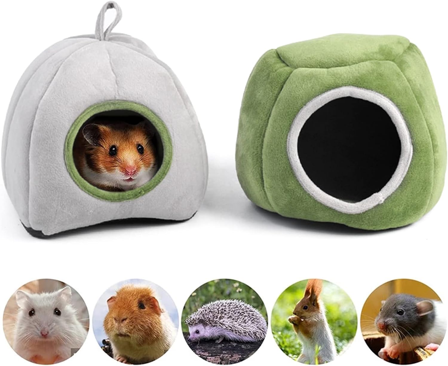 Forreen Cama de Conejillo de Indias, 2 Piezas Casa de Hámster Acogedora Cálido Resistente al Viento Lavable Casa para Hámster con Amovible Alfombrilla para Chinchilla, Erizo, Cobayas,Hámster