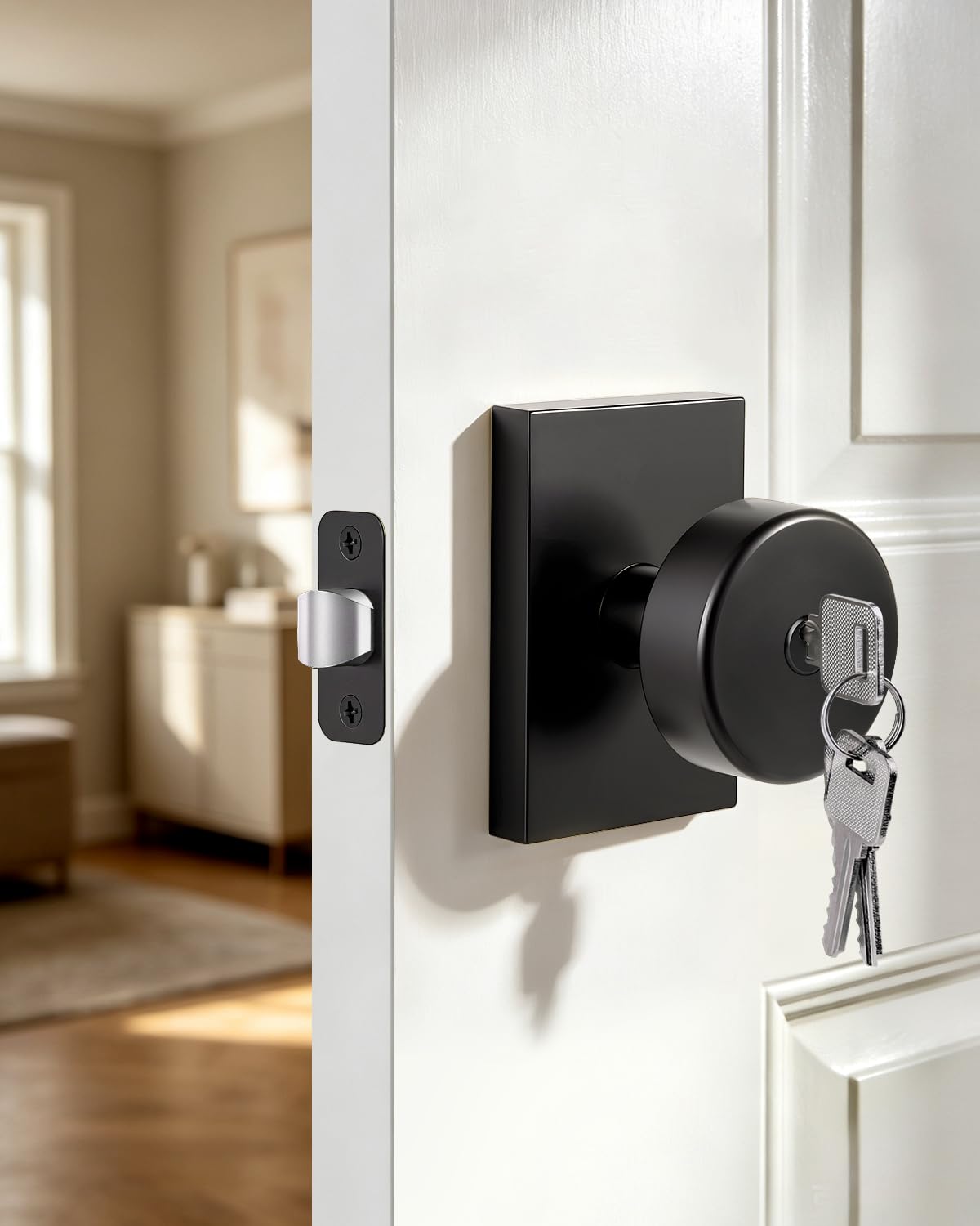 Brushed Gold Door Knobs with Lock & Key - FREE SHIPPING -10