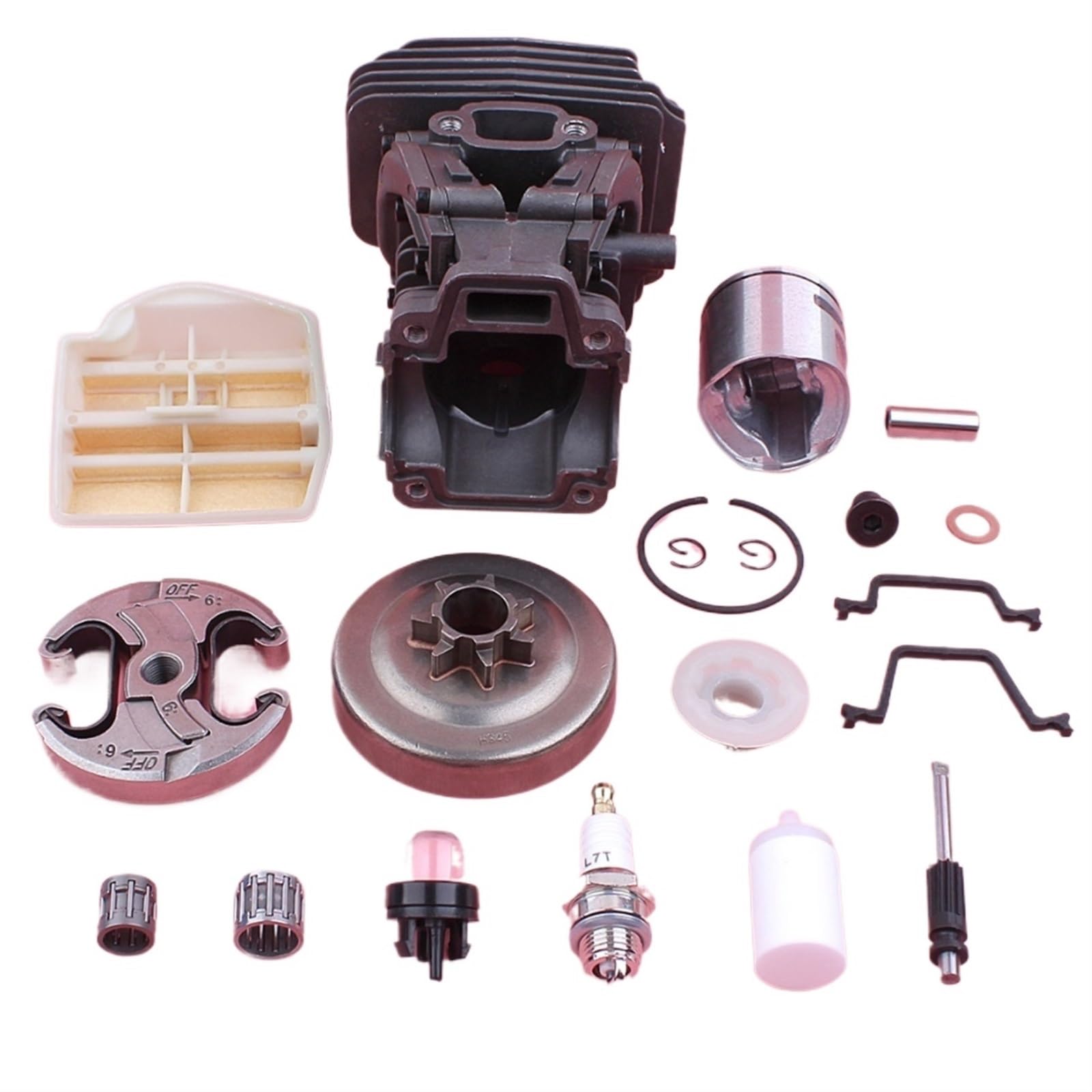 Zestaw tłoka cylindra 44mm do Husqvarna 445 450 .325 7 zębów bęben sprzęgła filtr powietrza paliwa pompa olejowa piła łańcuchowa wymień część zamienną Zestaw cylindrów piły łańcuchowej