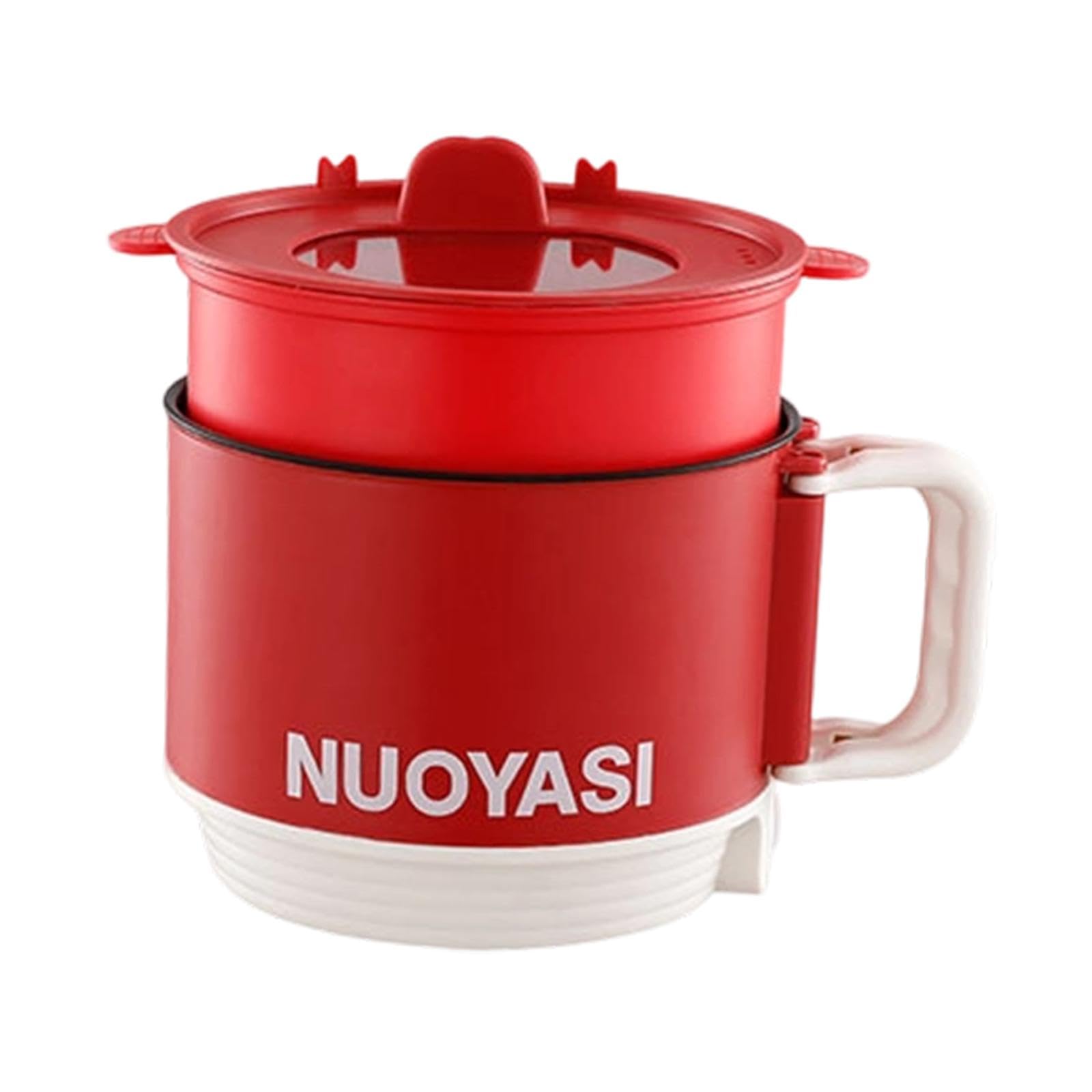 CALANDIS Mini Electric Hot Pot with Steaming Basket Glass Lid with Two Power Lazy Pot Red | Cookers & Steamers | Small Kitchen Appliances | Kitchen Dining & Bar | Mini Electric Hot Pot with Steaming Basket Glass Lid with Two Power Lazy Pot Red-image-48