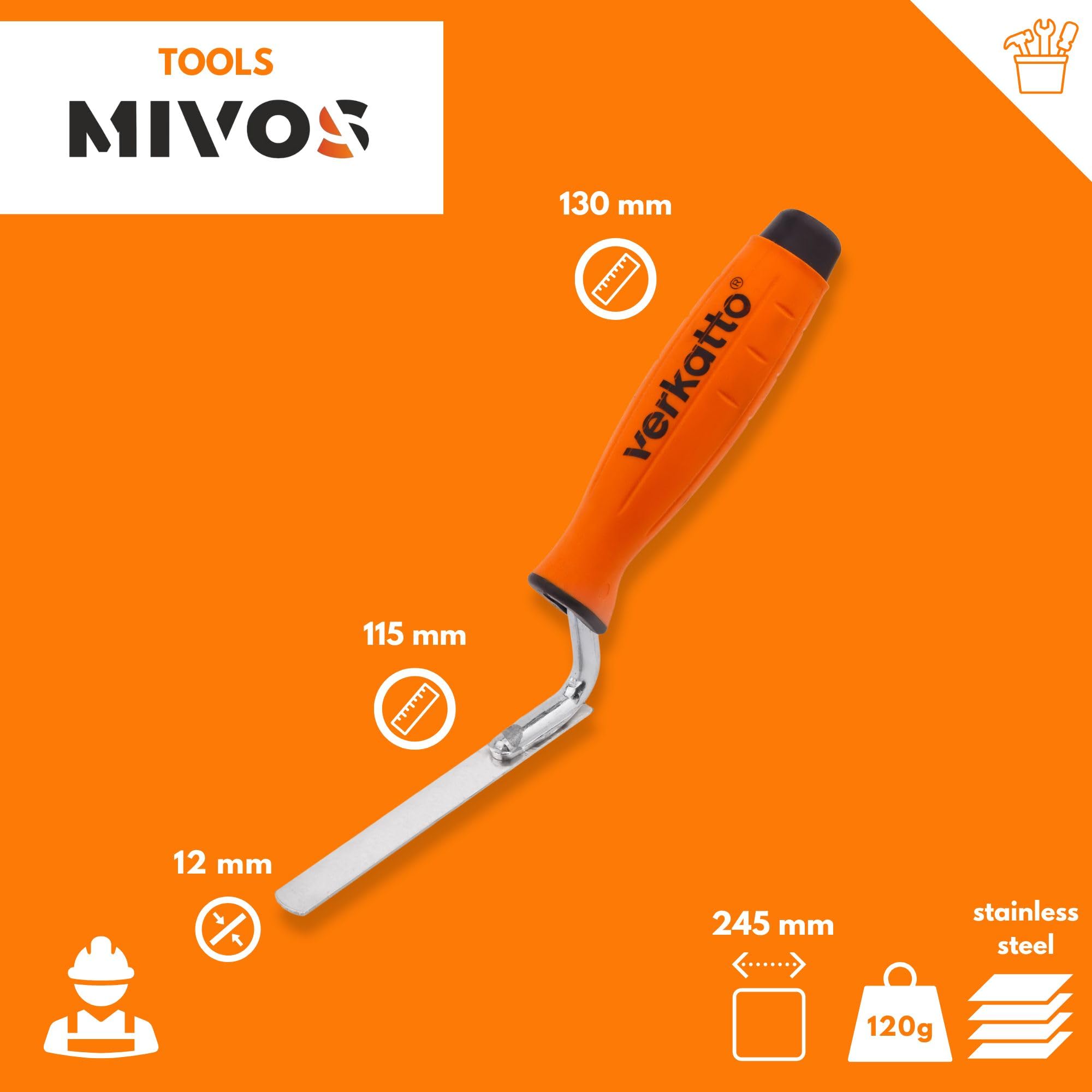 Mivos 12mm Brick Joint Trowel, Rustproof Macon Trowel for Forming Joints Between Bricks, Tuck Pointer with Ergonomic Handle - Image 3