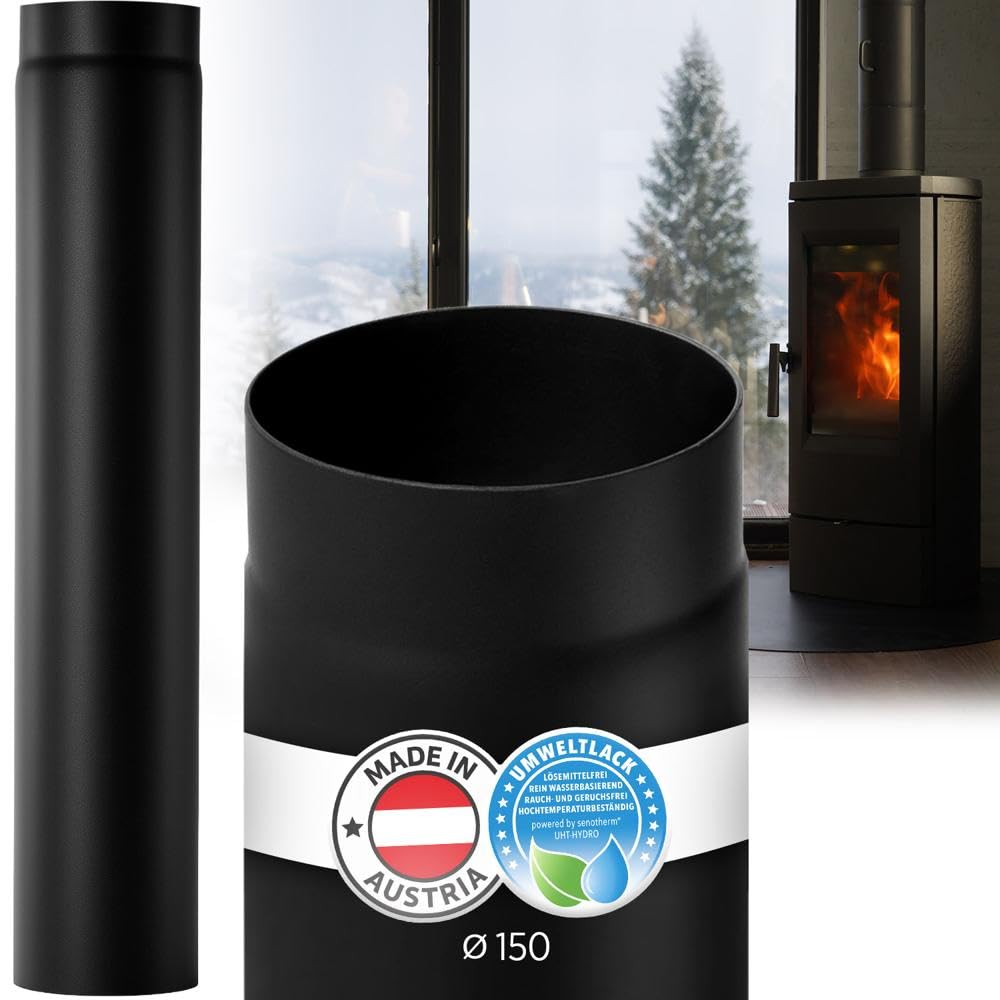 Kaminrohr Bogen 150 mm, 2 mm Wandstärke, Schwarz/Grau