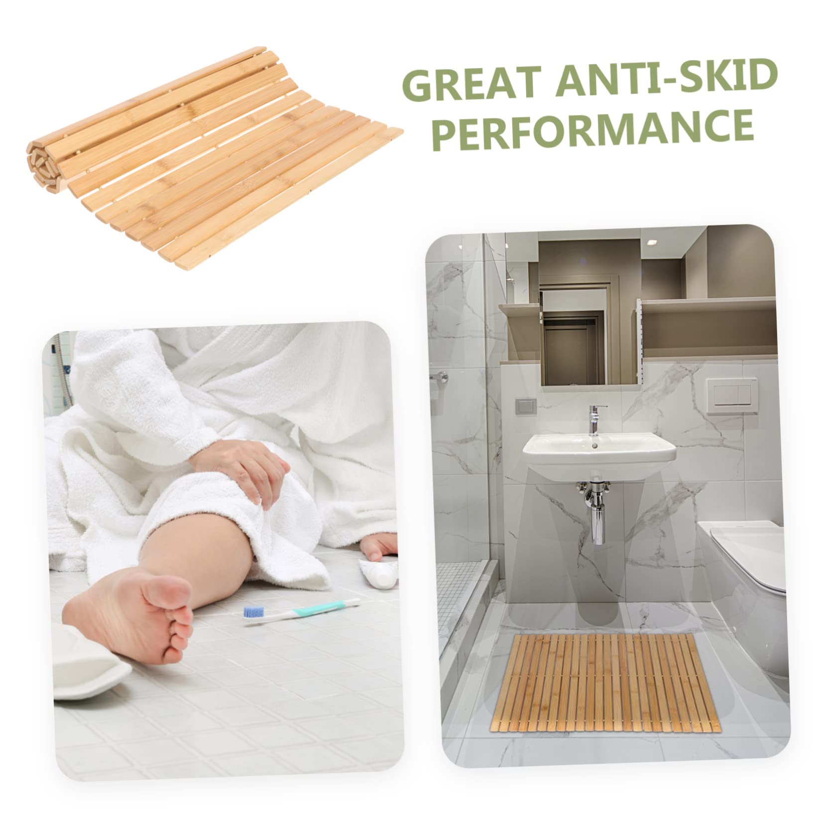 Alipis Tapis De Bain Bambou Antidérapant Tapis De Sol pour Salle De Bain Facile à Nettoyer