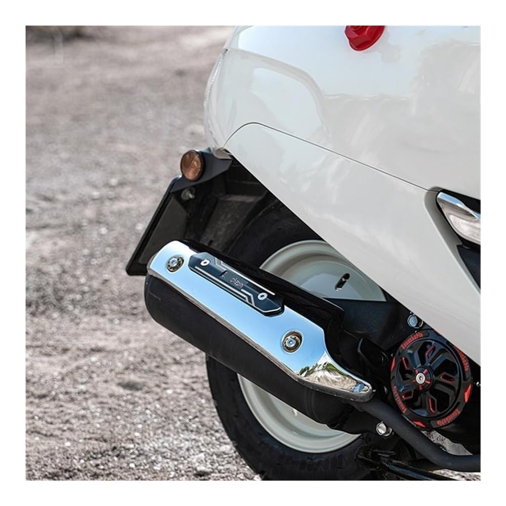 Silenziatore di scarico per motocicletta Scudo termico per tubo Protezione termica universale per isolamento termico per moto Curva in acciaio metallico Protezione tallone Silenziatore(Nero
