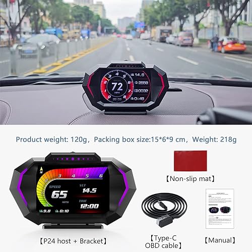 Miniatura 6 de Exhibición de cabeza, pantalla de calibre OBD2, velocímetro GPS MPH KMh, tacómetro, advertencia de sobrevelocidad, resolución de problemas para la