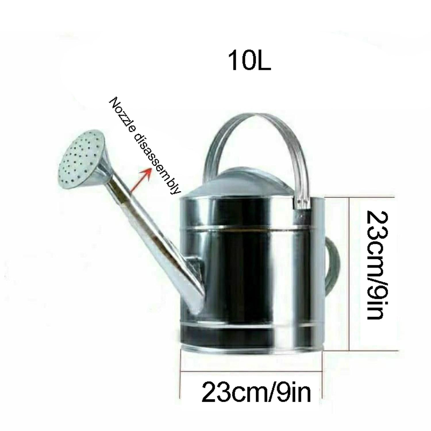 Regadera Metálica - Galvanizada de Calidad 5L/7L/10L/12L/15L/18L Gran Capacidad, Resistente Anti Óxido, Regadera Desmontable, para Grandes Jardines Pequeños Flores y Plantas,10L