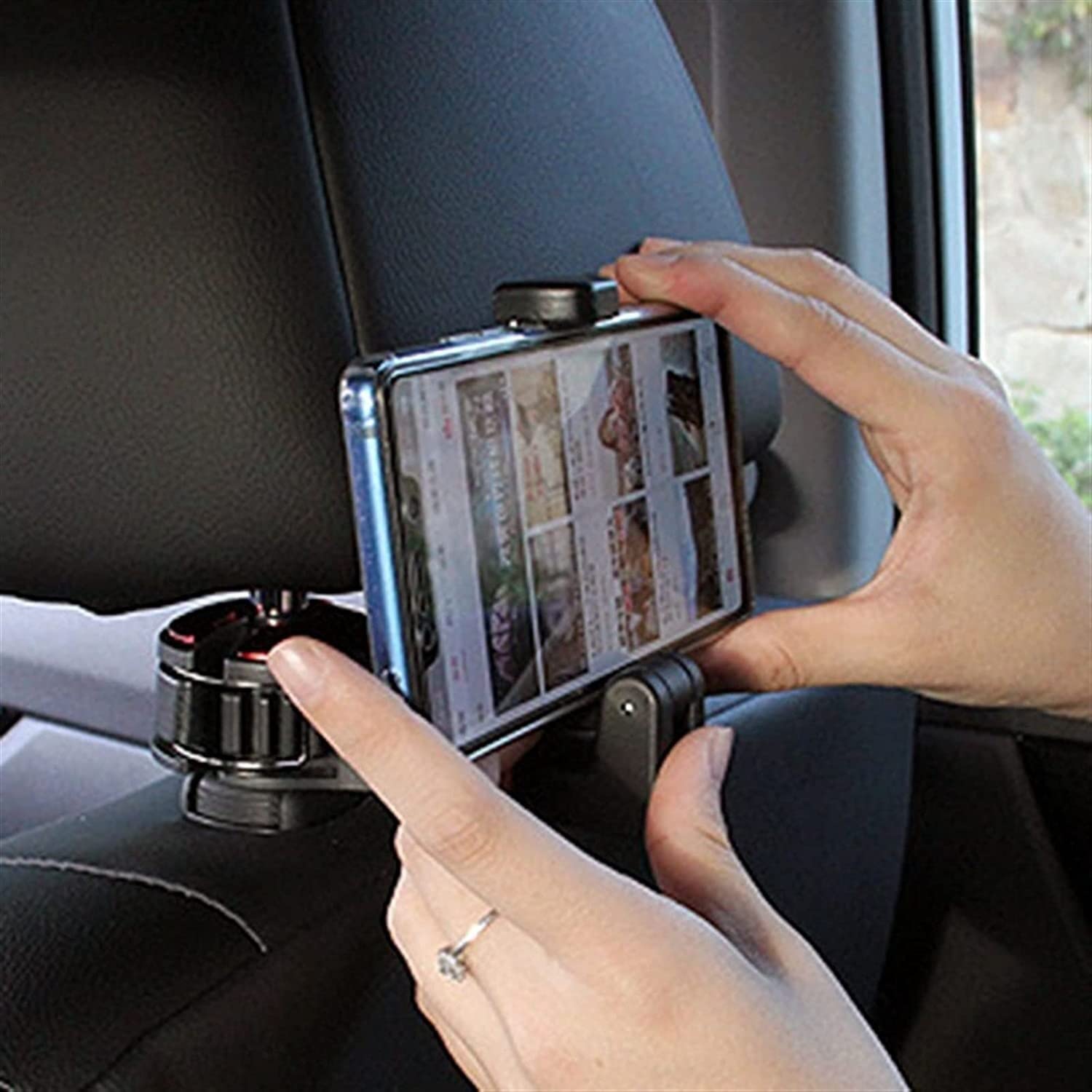 Soporte Móvil Gancho para Asiento Trasero de Coche Almacenamiento Colgante multifunción Soporte para teléfono móvil Perezoso para para Coche(Rot)