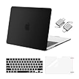 Compatible with MacBook Air 13 inch Case 2025 2024 2023 2022 M4 A3240 M3 A3113 M2 A2681, Plastic Hard Shell&Keyboard Cover&Screen Film&Type C for MacBook Air 13.6 inch Case, Black