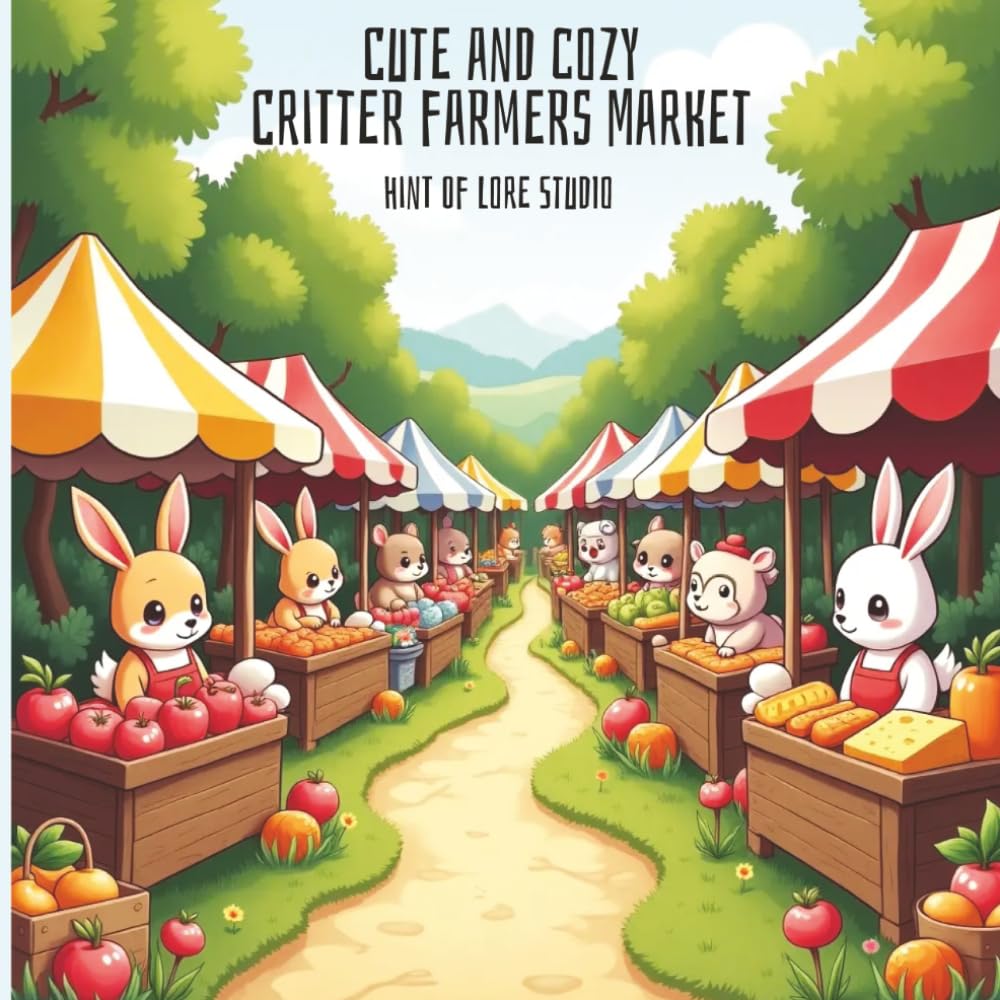 Cute And Cozy Critter Farmers Market: Bold and Easy Coloring for Kids and Adults, 25 Pages of Fun and Funky Fairytale Animals Running Farmers Market ... Cottagecore, Animals Coloring Book