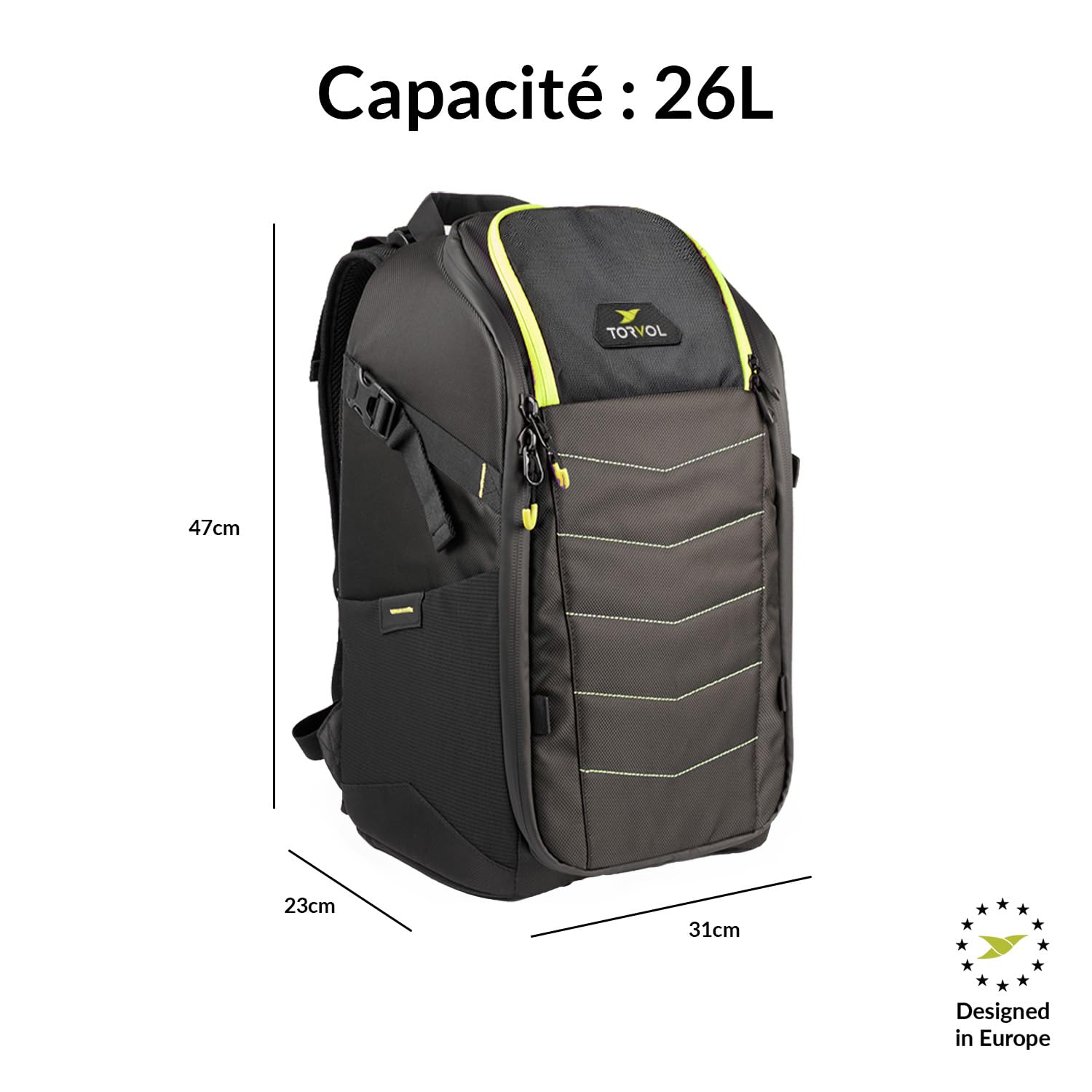 Torvol - Quad PITSTOP Backpack V2, 26L, Sac à dos drone fpv, Transport 2 quads + accessoires, drone dji mini 4k, batterie dji mini 3, pc portable 15 pouces, sac a dos voyage cabine avion, Noir & vert.