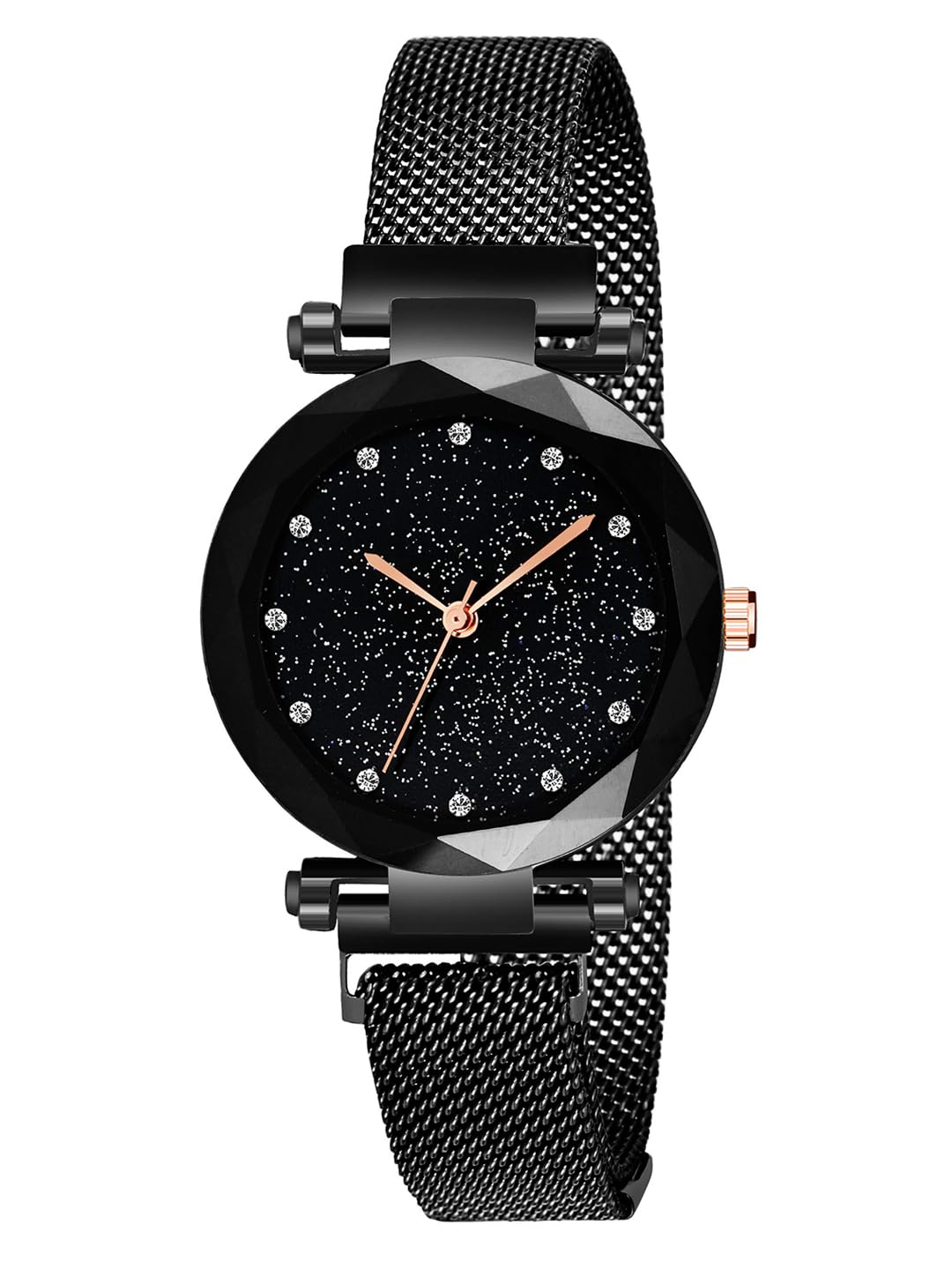 BEYTER Stainless Steel Strap 12 Point Diamond Analogue Black Watch for Women & Girls (Pack of 1 Pc) (B0CRB7WSCC) Amazon Price History, Amazon Price Tracker