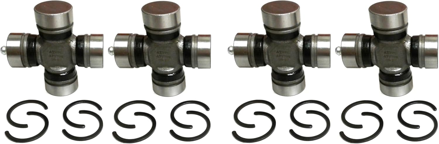 Precision Universal Joint Set for Kawasaki 49050-0034, 49050-1060, 49050-0023, Rear Axle, Inner & Outer, Reduced Vibration, Quality Tested, Heat-Treated, Setof 4, ATVPC