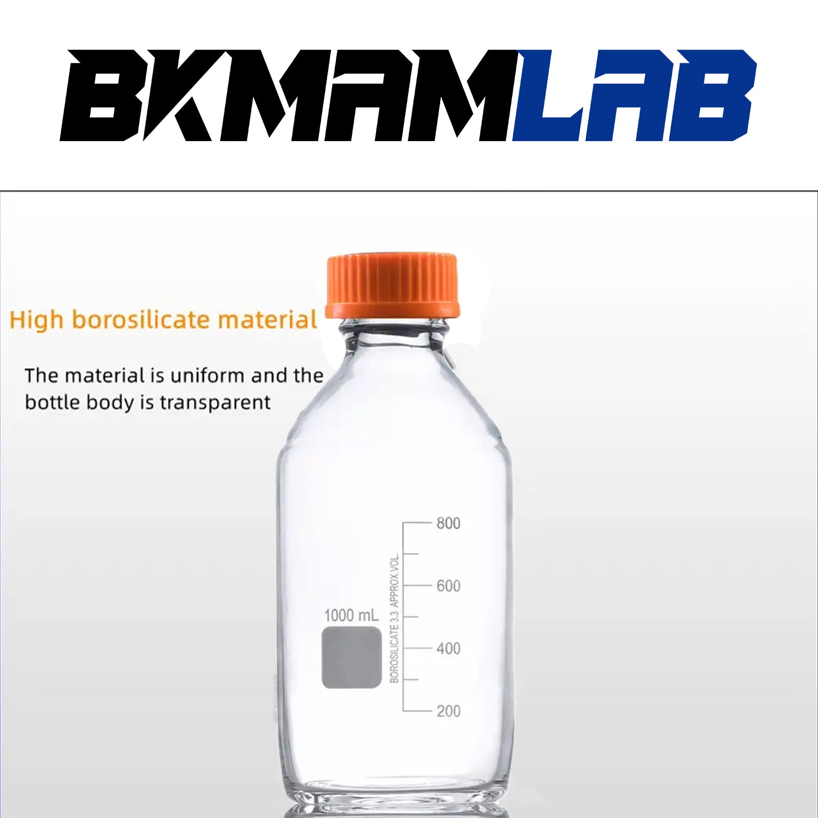 Botellas redondas de vidrio de borosilicato de 1000 ml con tapa de rosca GL45, temperatura máxima de 270 °F, paquete de 3