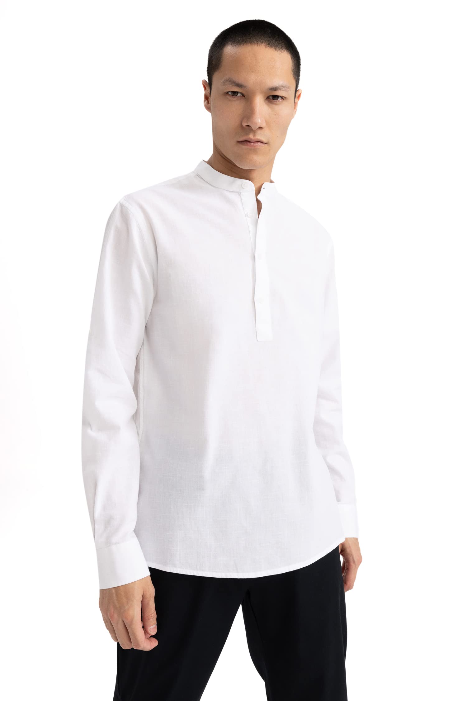 Erkek Slim Fit Hakim Yaka Uzun Kollu Gömlek