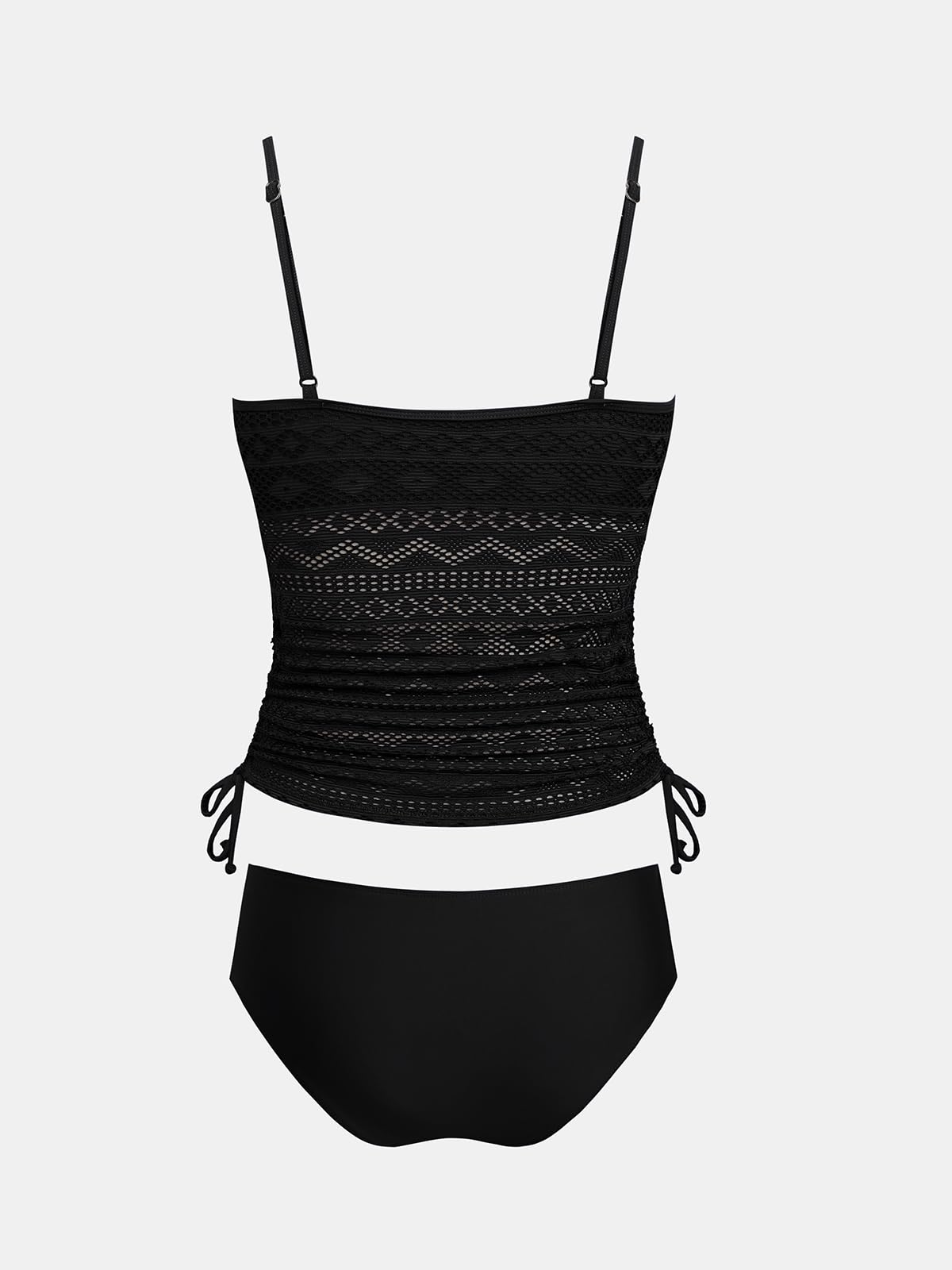 CUPSHE Tankini da donna Set due pezzi costume da bagno quadrato collo in rete costume da bagno regolabile spalline sottili coulisse costume da bagno