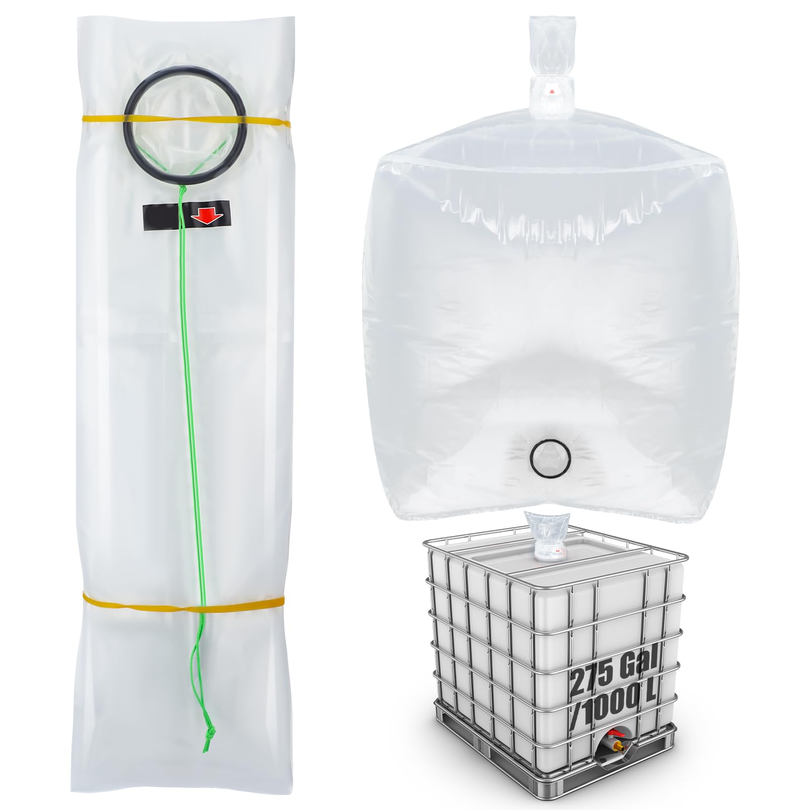 Teenyyou IBC - Cubierta para tanque de agua de 275 galones con salida de agua inferior, bolsa de almacenamiento de agua IBC, accesorios de protección para barril de lluvia de 1000 L