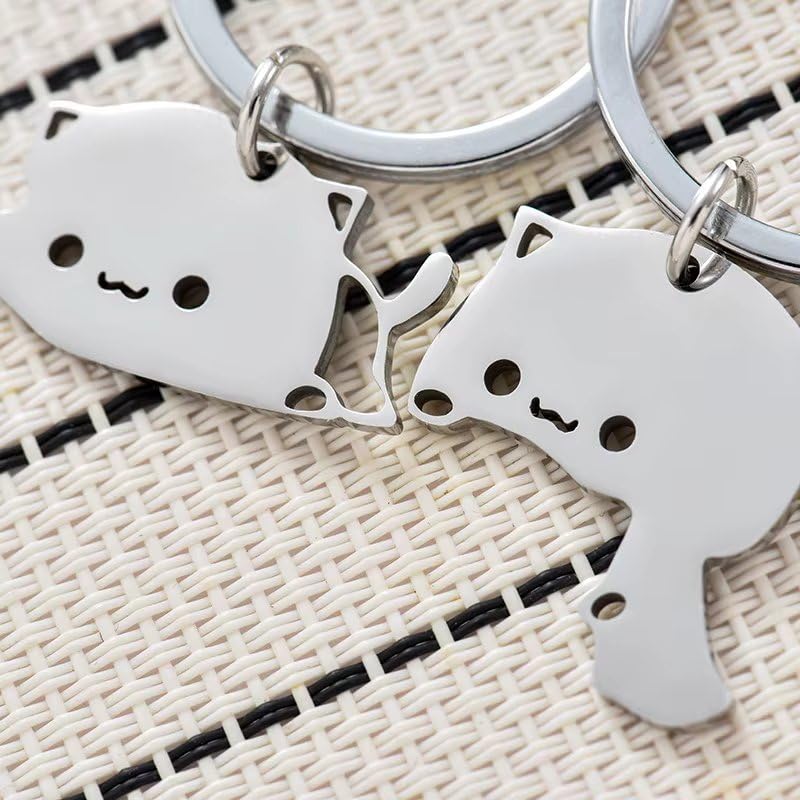 The Purple Tree Valentines Day Gift Couple Keychain Set, Cute Matching Cat Keychains for Couples, Best Friends,Romantic Valentine’s Day Gift for Him & Her 3 61Nuvs4PDUL