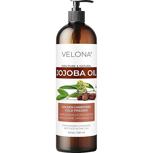 Aceite de jojoba - 8 onzas (con bomba) 100% puro y natural Dorado, sin refinar, prensado en frío, sin hexano Hidratante facial, cabello, cuerpo,