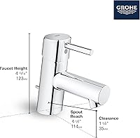 Vista 21 de GROHE 34271ENA Concetto, Single Hole Single-Handle S-Size Bathroom Faucet 1.2 GPM Less Drain, Brushed Nickel