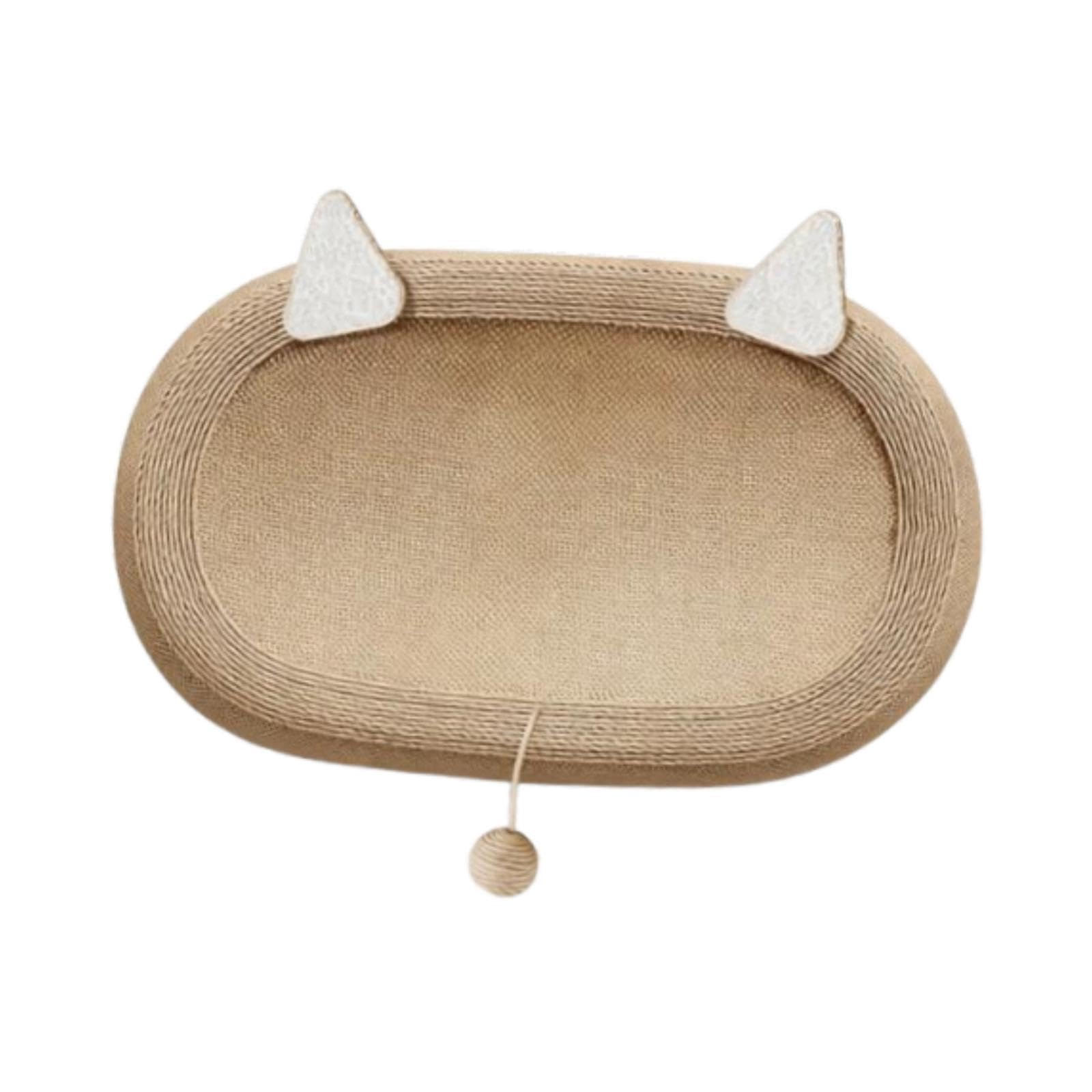 LOVIVER Sisal Cat Scratcher Bed Bed Versatile Indoor Wear Resistant 2 in 1 Oval Cat Scratcher Bowl Scratching Pad, with Ears