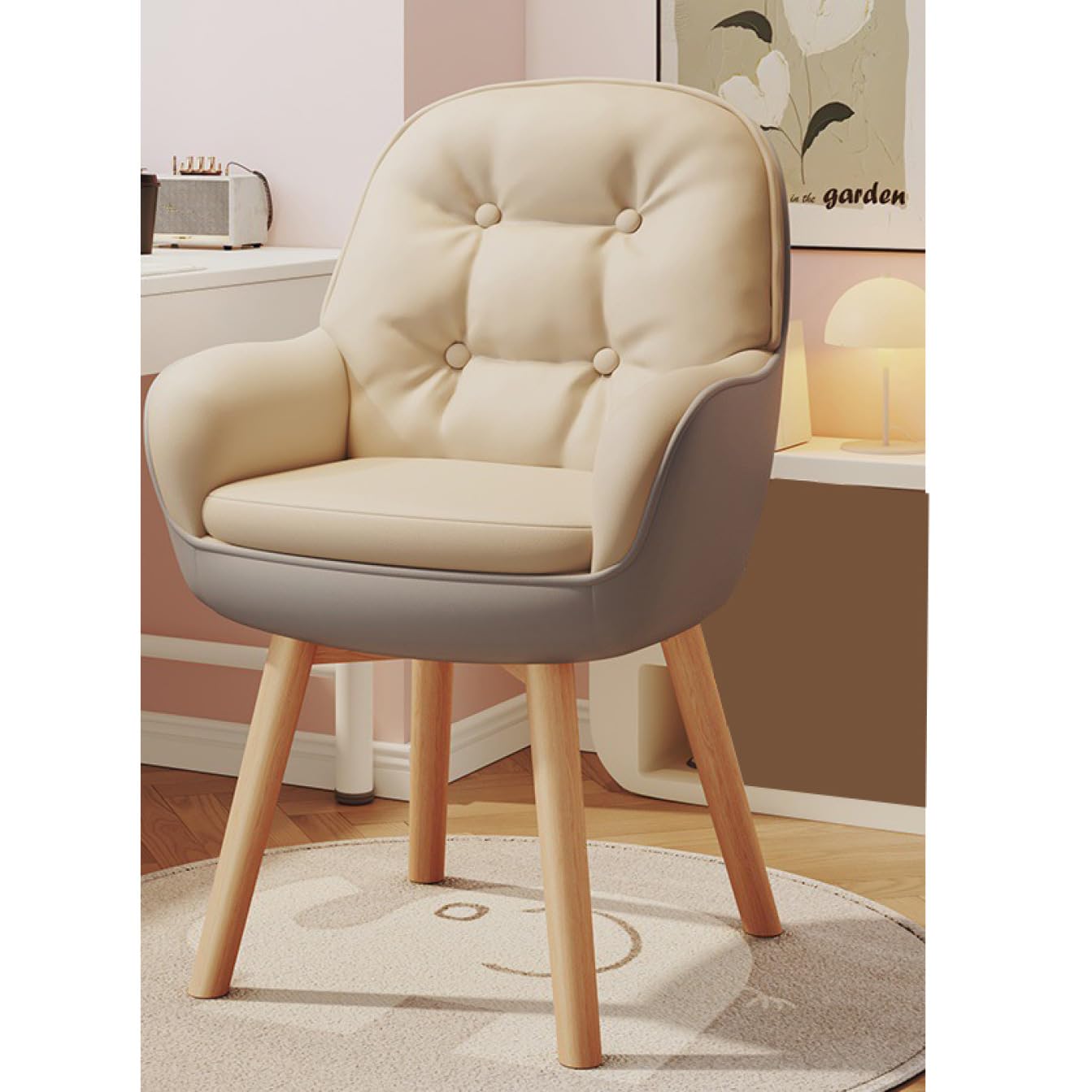 【新品未使用未開封】キャメルブラウン PUレザー 回転式ダイニングチェア1脚 ダイニングチェア 回転式 肘付き キャメル ダークグレー 高級感